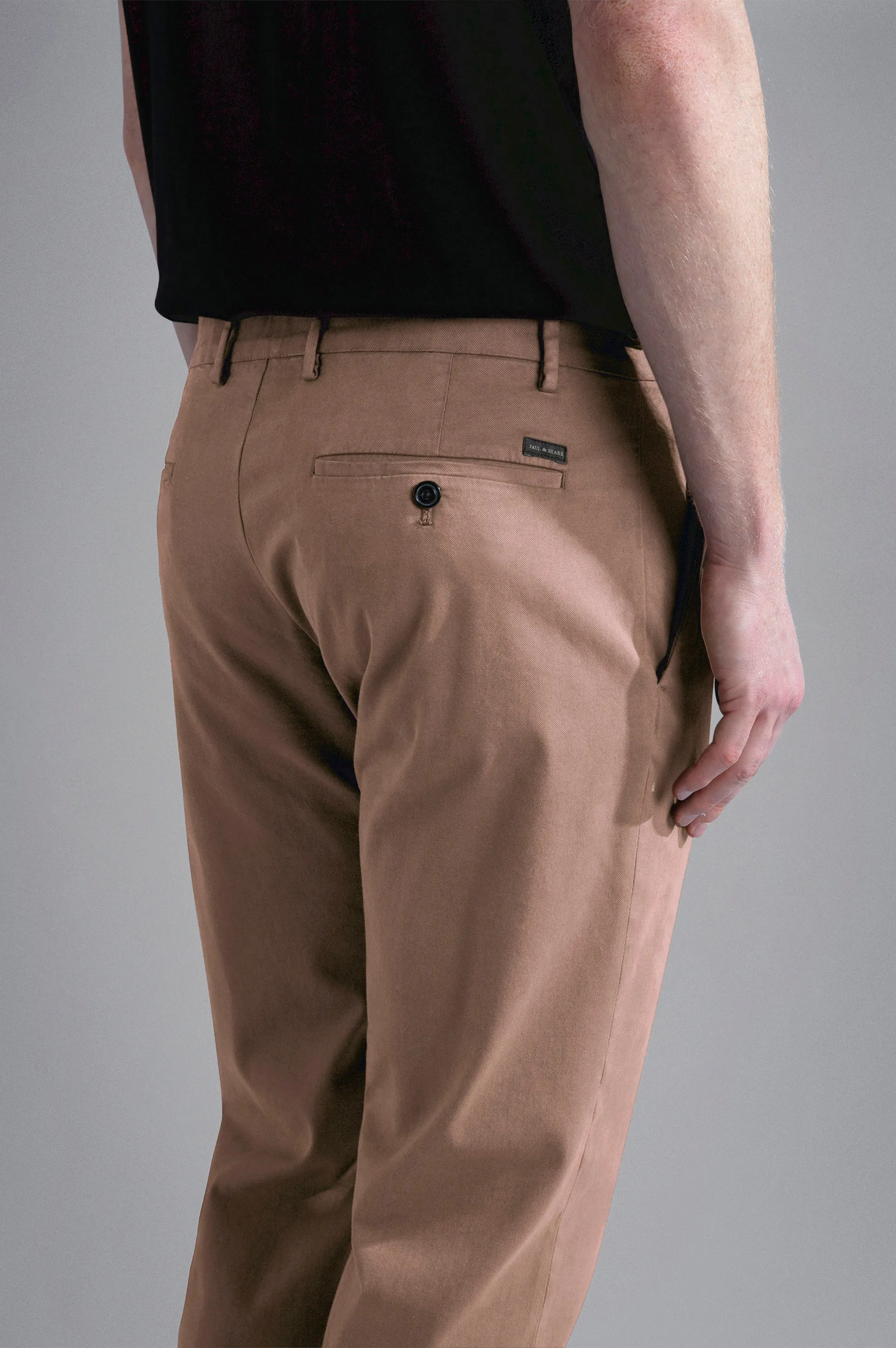 Chino Tencel Cotton Stretch Trouser in Taupe