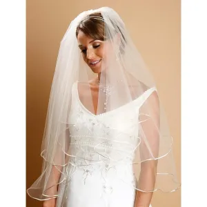 Classic Two Tier Satin Trim Veil