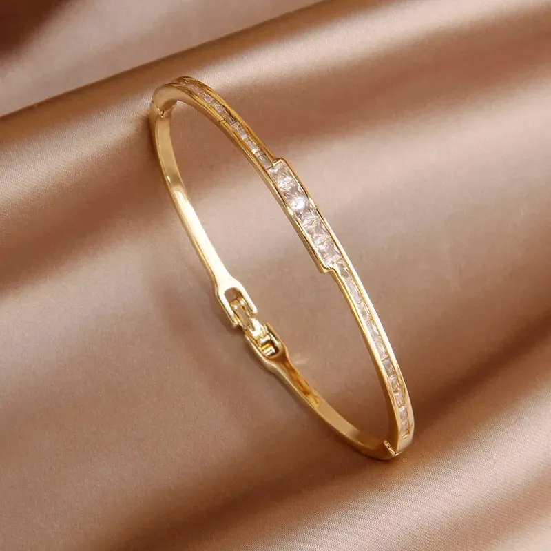 Classical Crystal Cubic Zircon Cross Bangles & Bracelet
