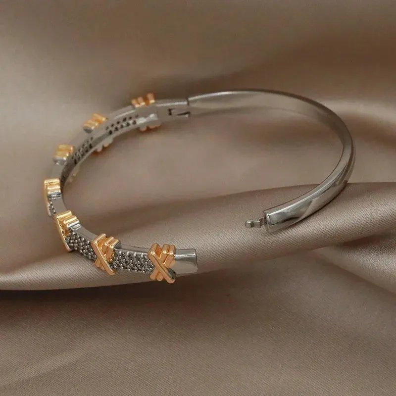 Classical Crystal Cubic Zircon Cross Bangles & Bracelet