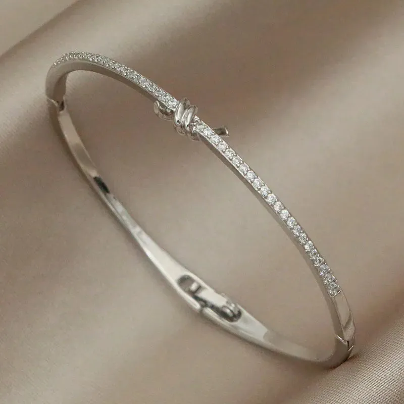 Classical Crystal Cubic Zircon Cross Bangles & Bracelet