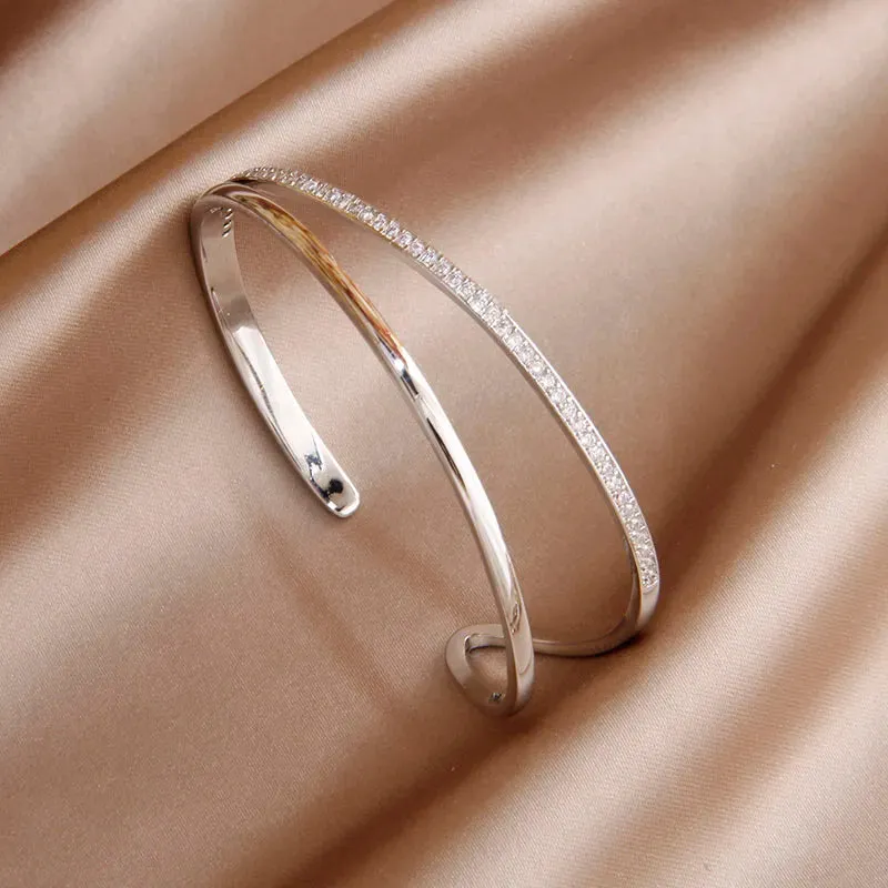 Classical Crystal Cubic Zircon Cross Bangles & Bracelet