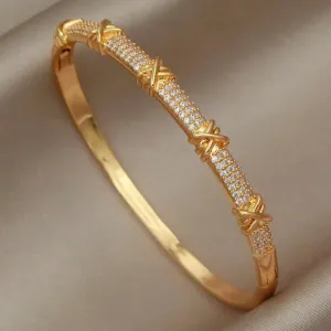 Classical Crystal Cubic Zircon Cross Bangles & Bracelet