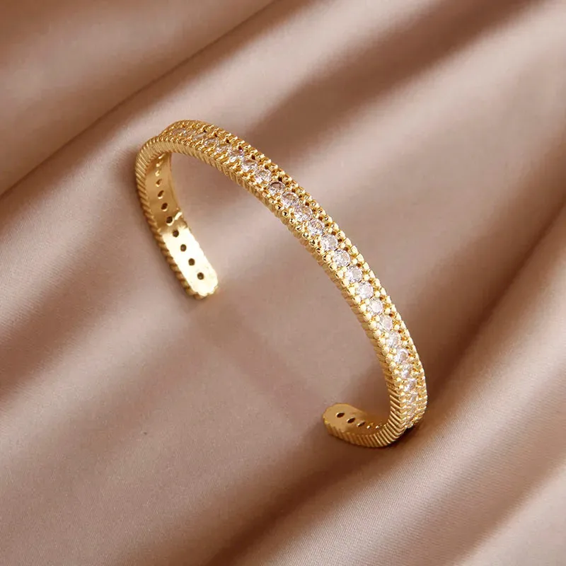 Classical Crystal Cubic Zircon Cross Bangles & Bracelet