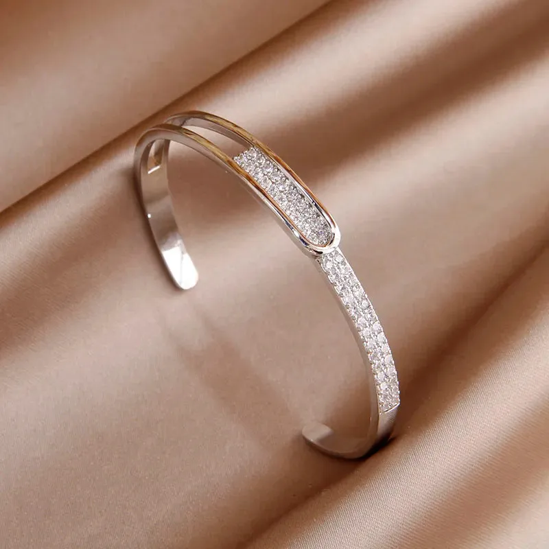 Classical Crystal Cubic Zircon Cross Bangles & Bracelet