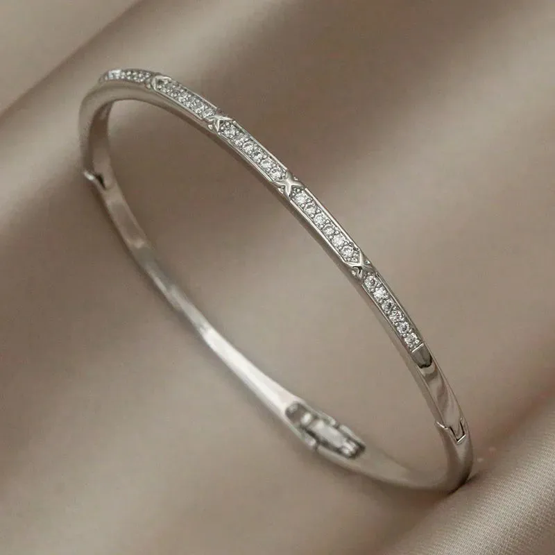 Classical Crystal Cubic Zircon Cross Bangles & Bracelet