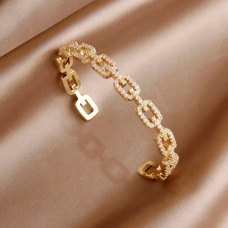 Classical Crystal Cubic Zircon Cross Bangles & Bracelet