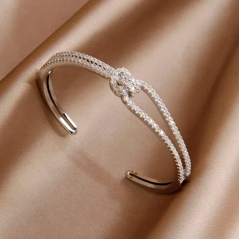 Classical Crystal Cubic Zircon Cross Bangles & Bracelet