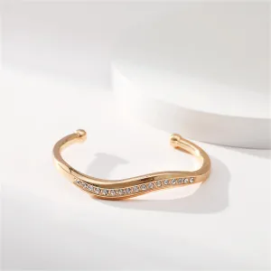 Clear Cubic Zirconia & 18K Gold-Plated Wave Cuff