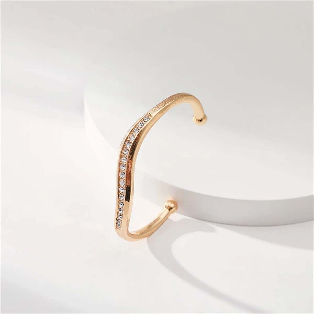 Clear Cubic Zirconia & 18K Gold-Plated Wave Cuff
