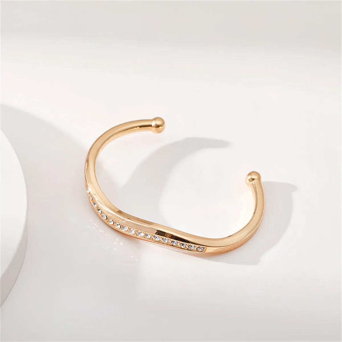 Clear Cubic Zirconia & 18K Gold-Plated Wave Cuff