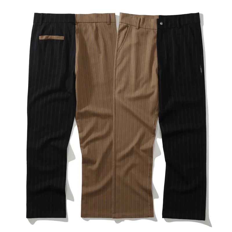 Color Matching Striped Flared Suit Pants Trendy Brand Wide-Leg Stitching Casual Pants