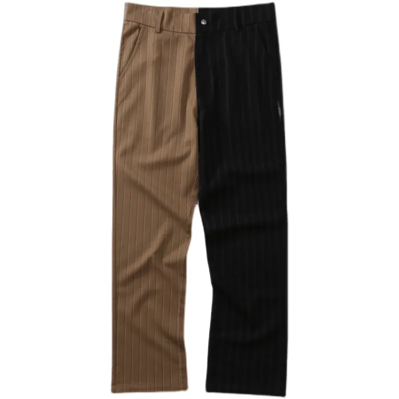 Color Matching Striped Flared Suit Pants Trendy Brand Wide-Leg Stitching Casual Pants
