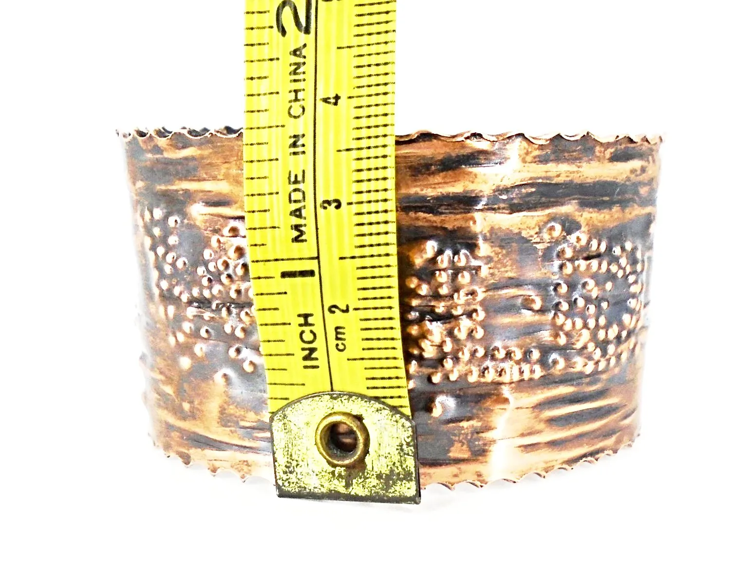 Copper  Handmade Boho Bracelet Cuff Tarnished And Stamp Design