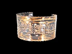 Copper  Handmade Boho Bracelet Cuff Tarnished And Stamp Design