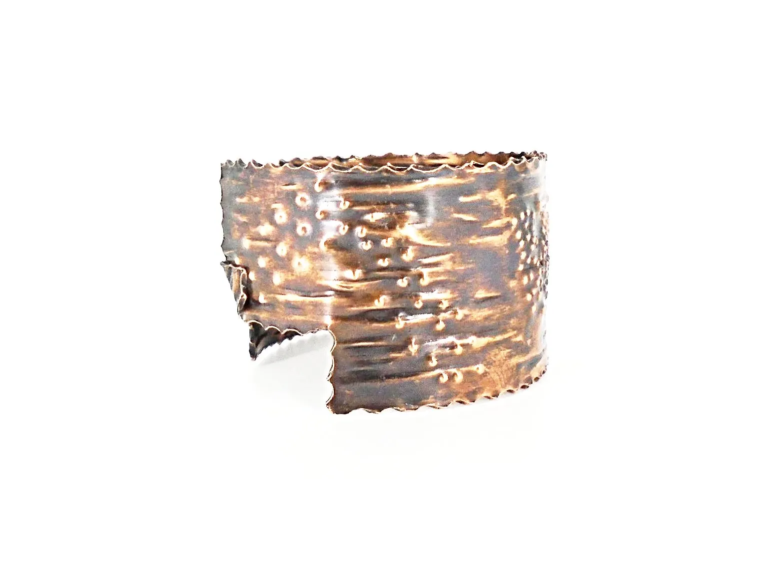 Copper  Handmade Boho Bracelet Cuff Tarnished And Stamp Design