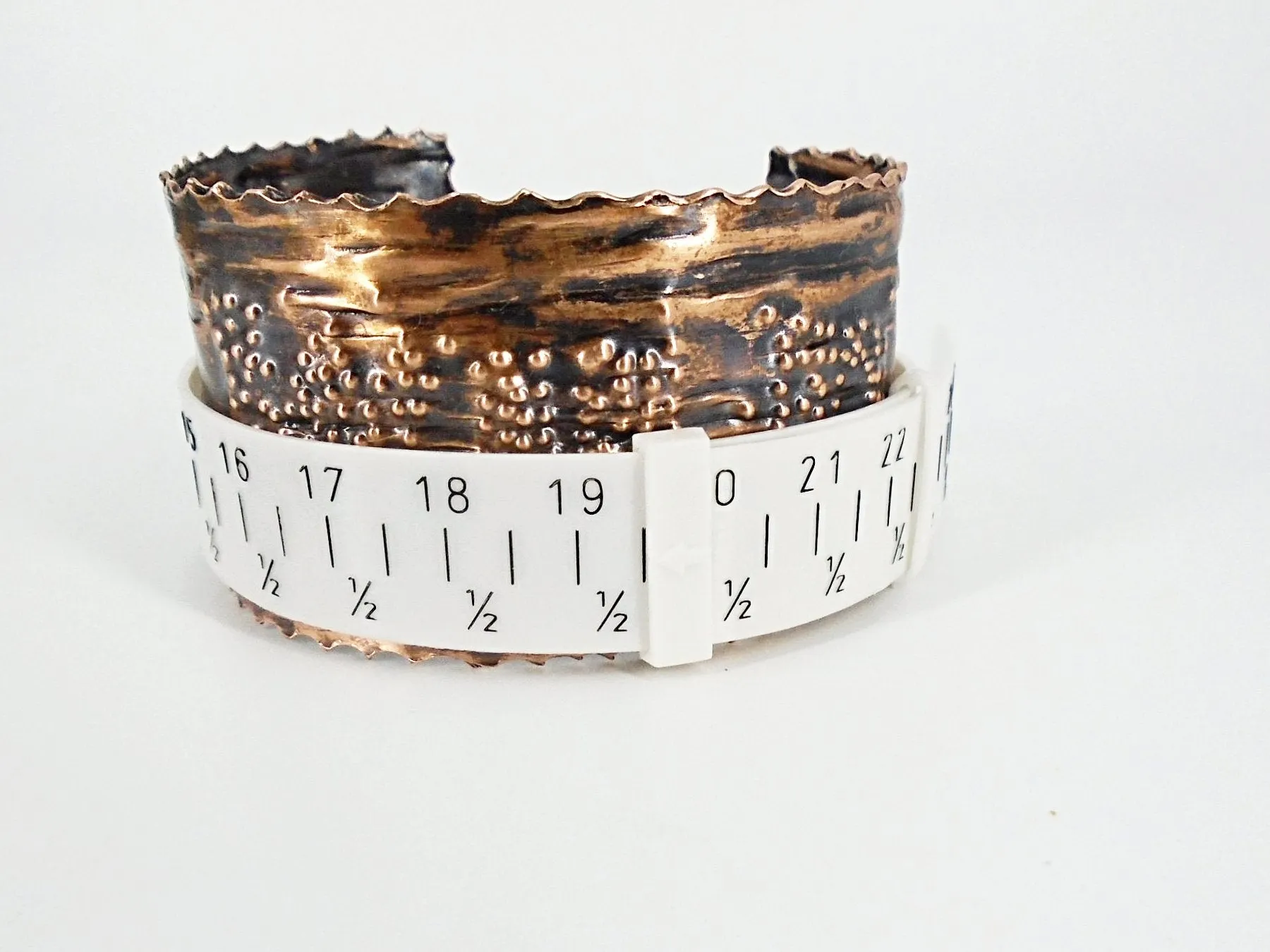 Copper  Handmade Boho Bracelet Cuff Tarnished And Stamp Design
