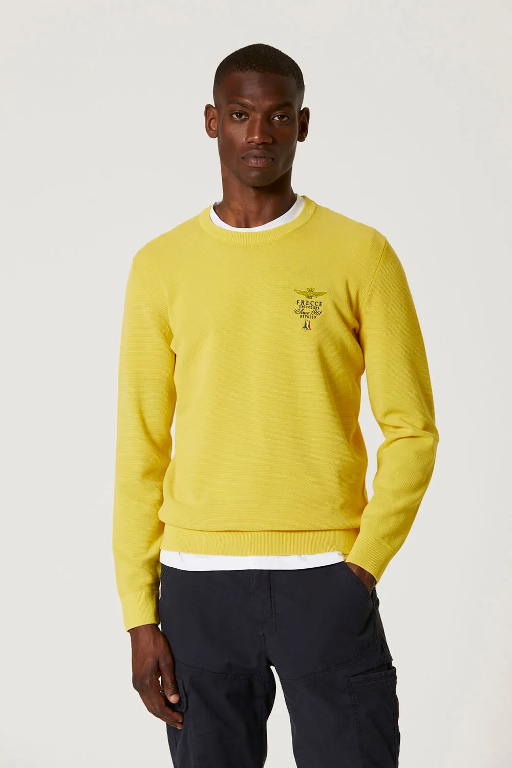 Cotton and Tencel Crewneck Pullover
