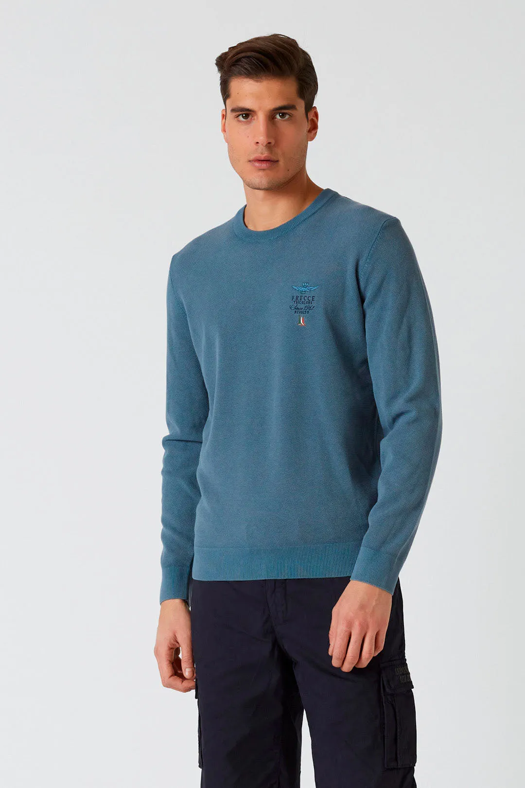 Cotton and Tencel Crewneck Pullover