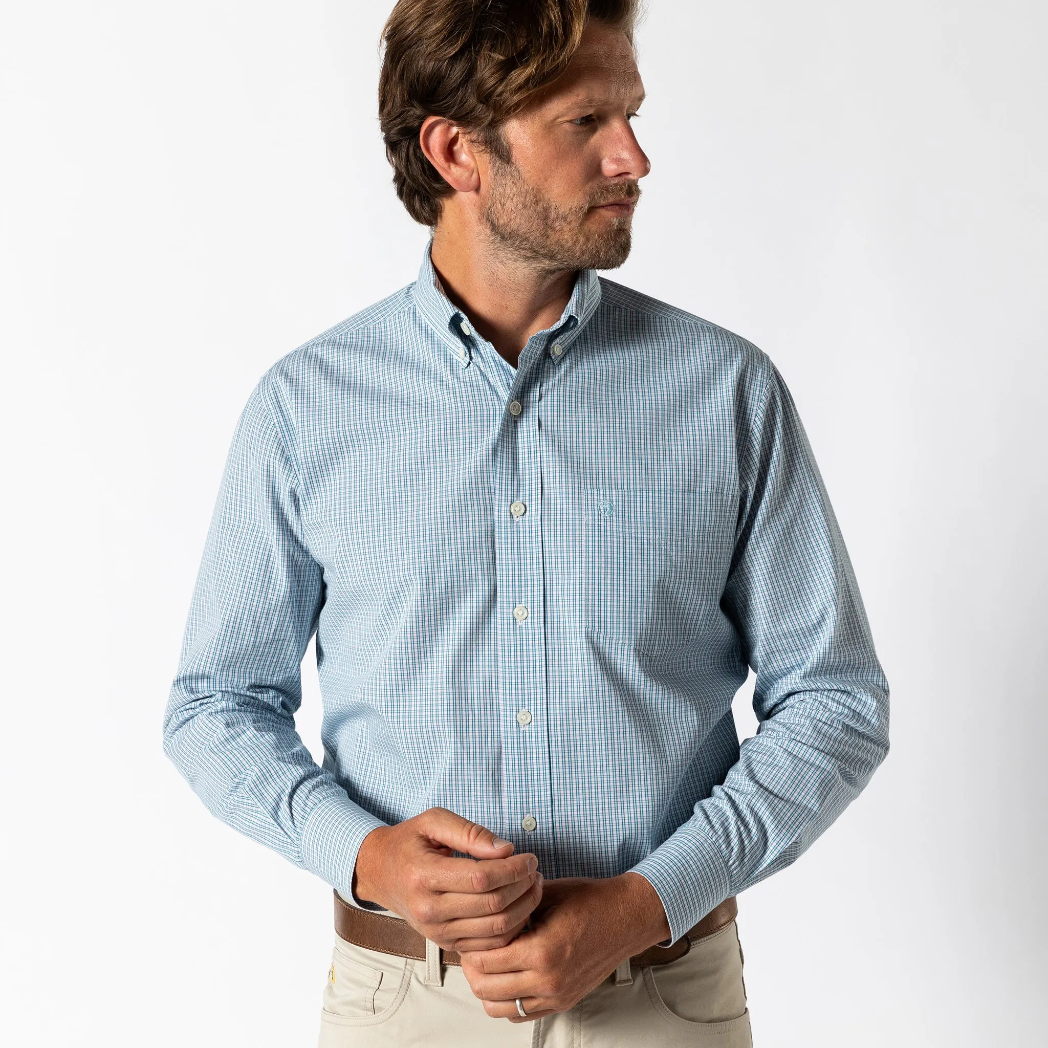 Cotton Poplin Sport Shirt - Ferry Plaid