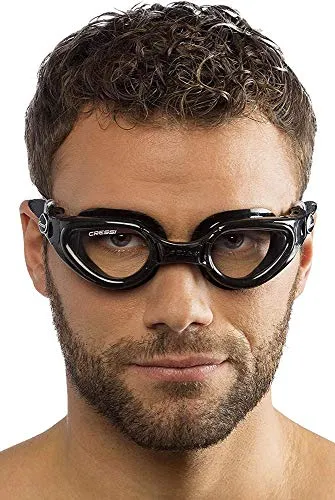 Cressi Right Adult Swim Goggles for Men with Protective Case (Clear, Large)