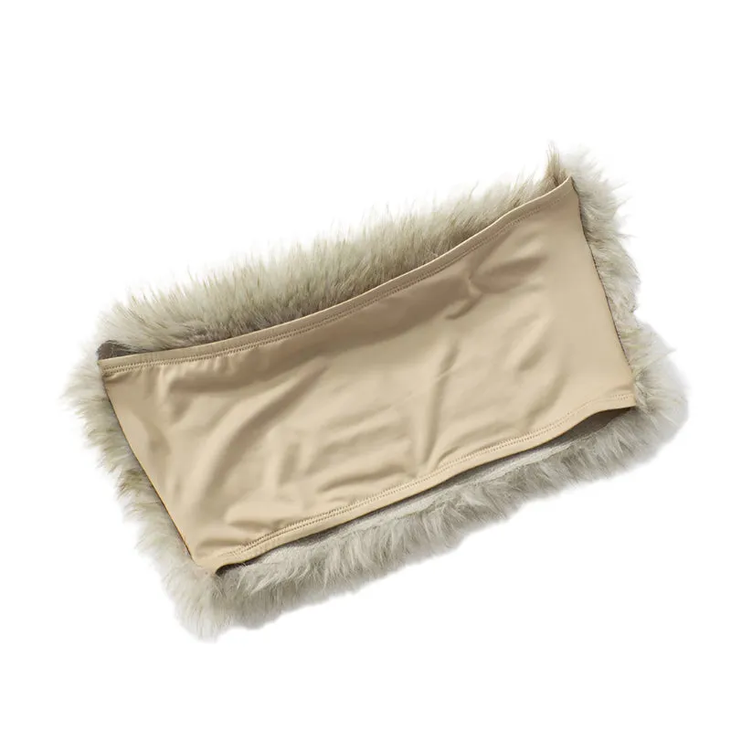 Cropped Fur Tube Top
