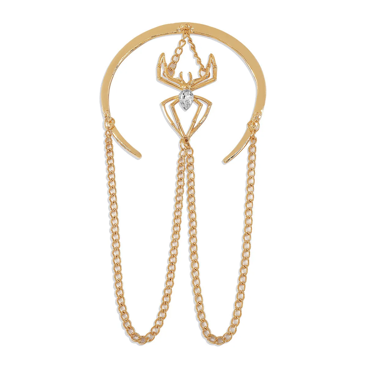 Crystal & 18K Gold-Plated Spider Chain Arm Cuff
