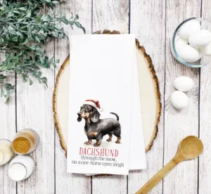 Dachshund Christmas Dog Waffle Weave Dish Towel Tea Towel