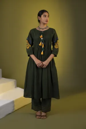 Dark Green Boho Tunic with Pants