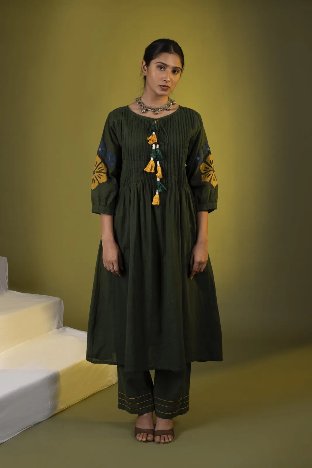 Dark Green Boho Tunic with Pants