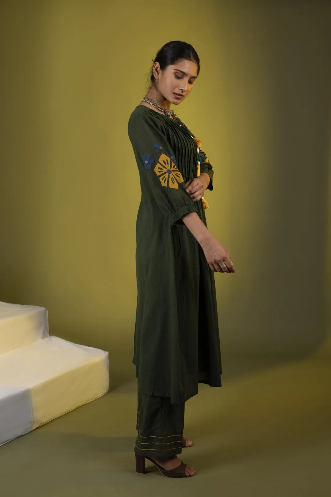 Dark Green Boho Tunic with Pants