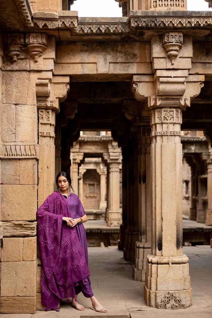 Dark orchid kurta set with dupatta