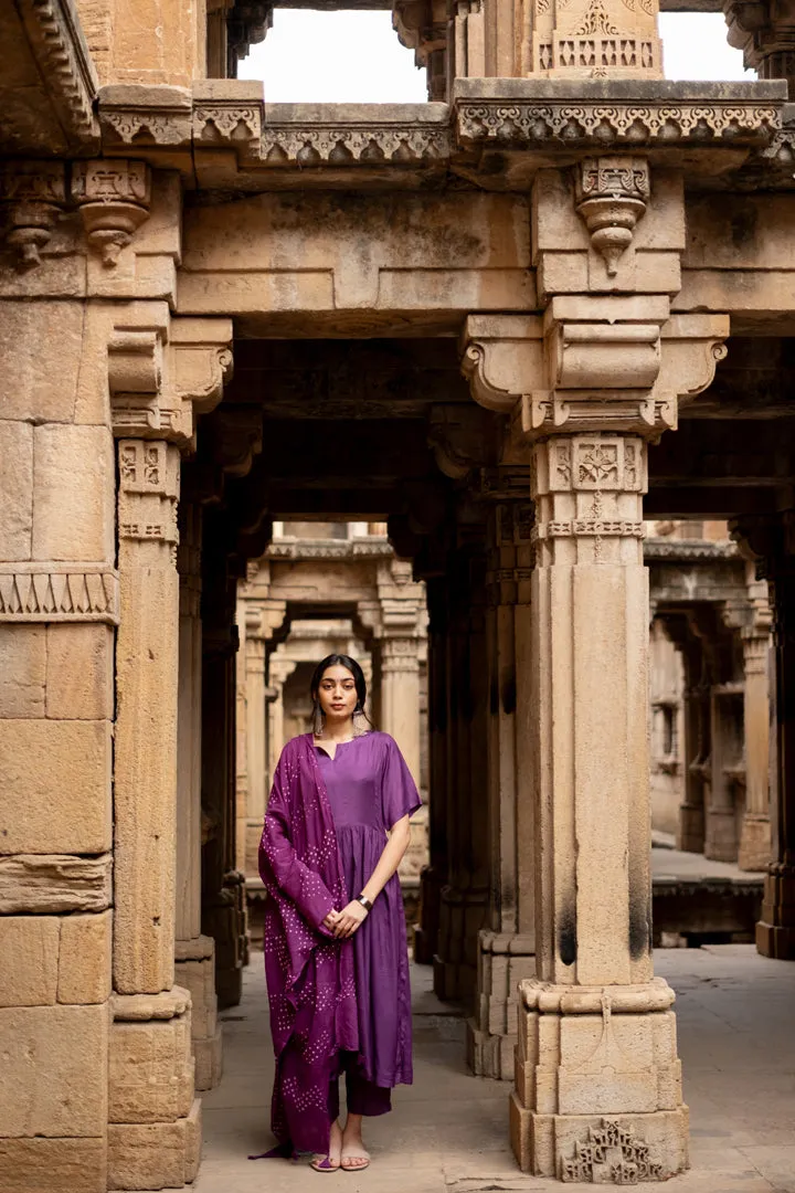 Dark orchid kurta set with dupatta