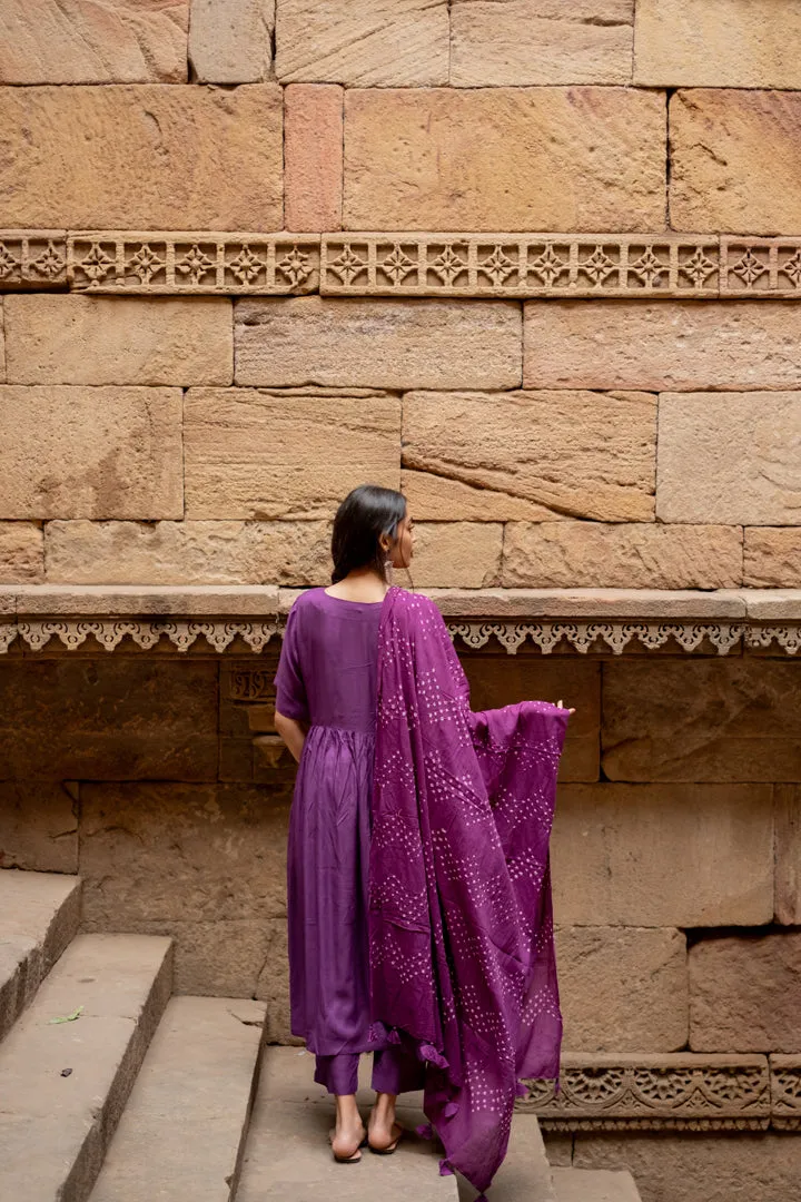 Dark orchid kurta set with dupatta