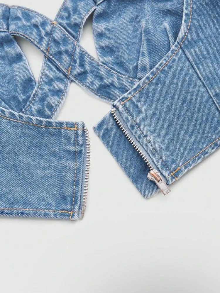 Doin Me Cropped Denim Top