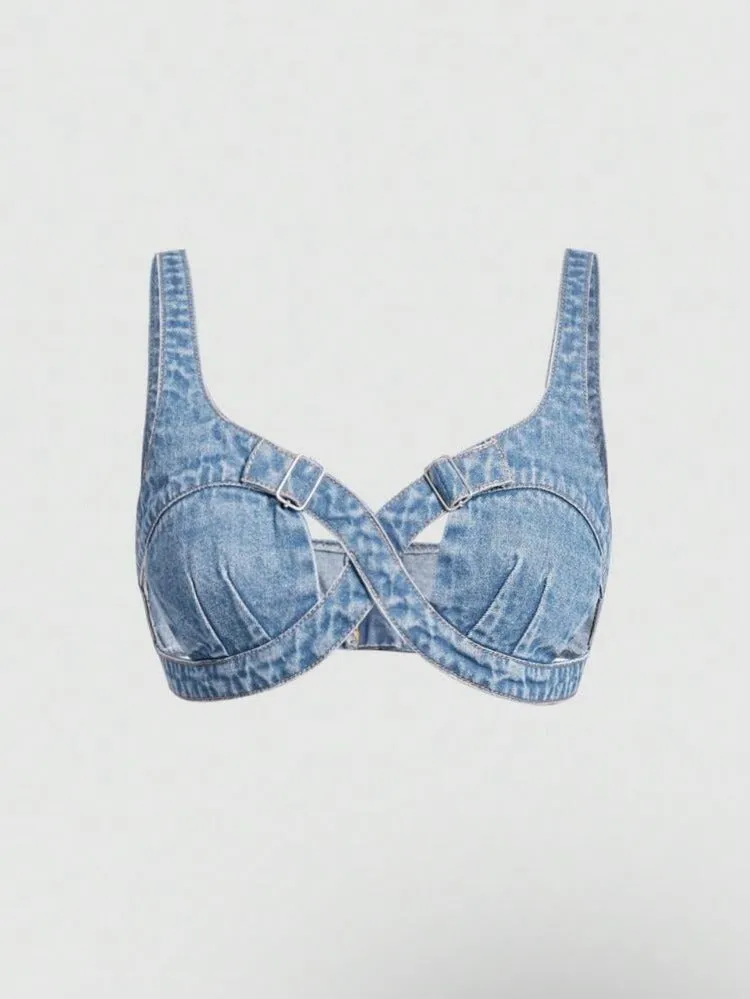 Doin Me Cropped Denim Top