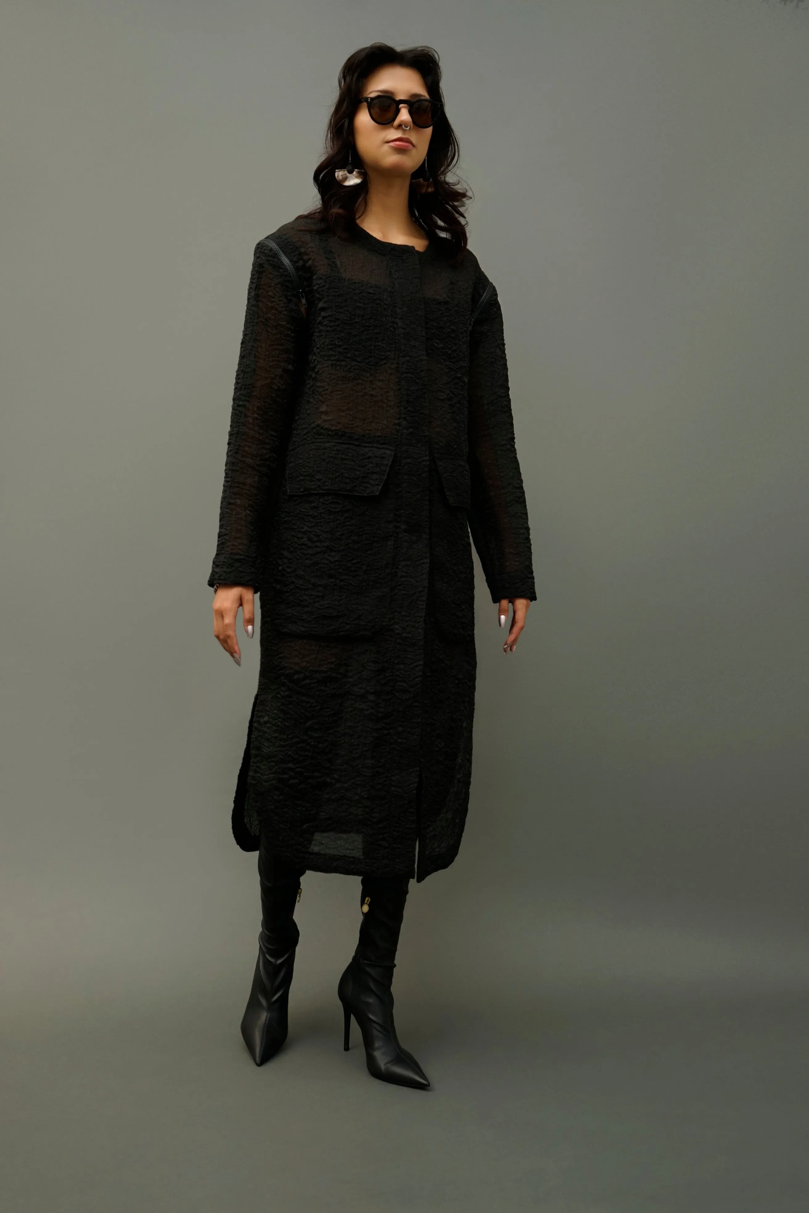 Dom Women's Sheer Long Shirt Jacket