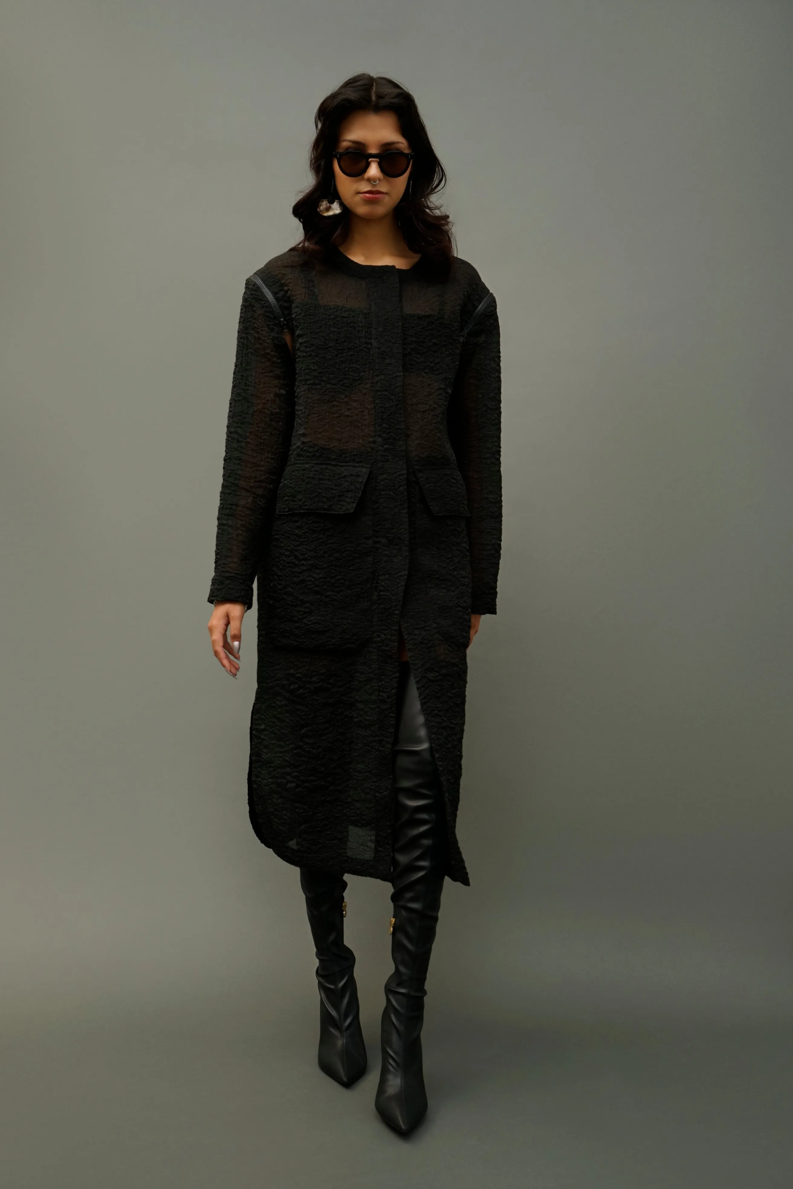 Dom Women's Sheer Long Shirt Jacket