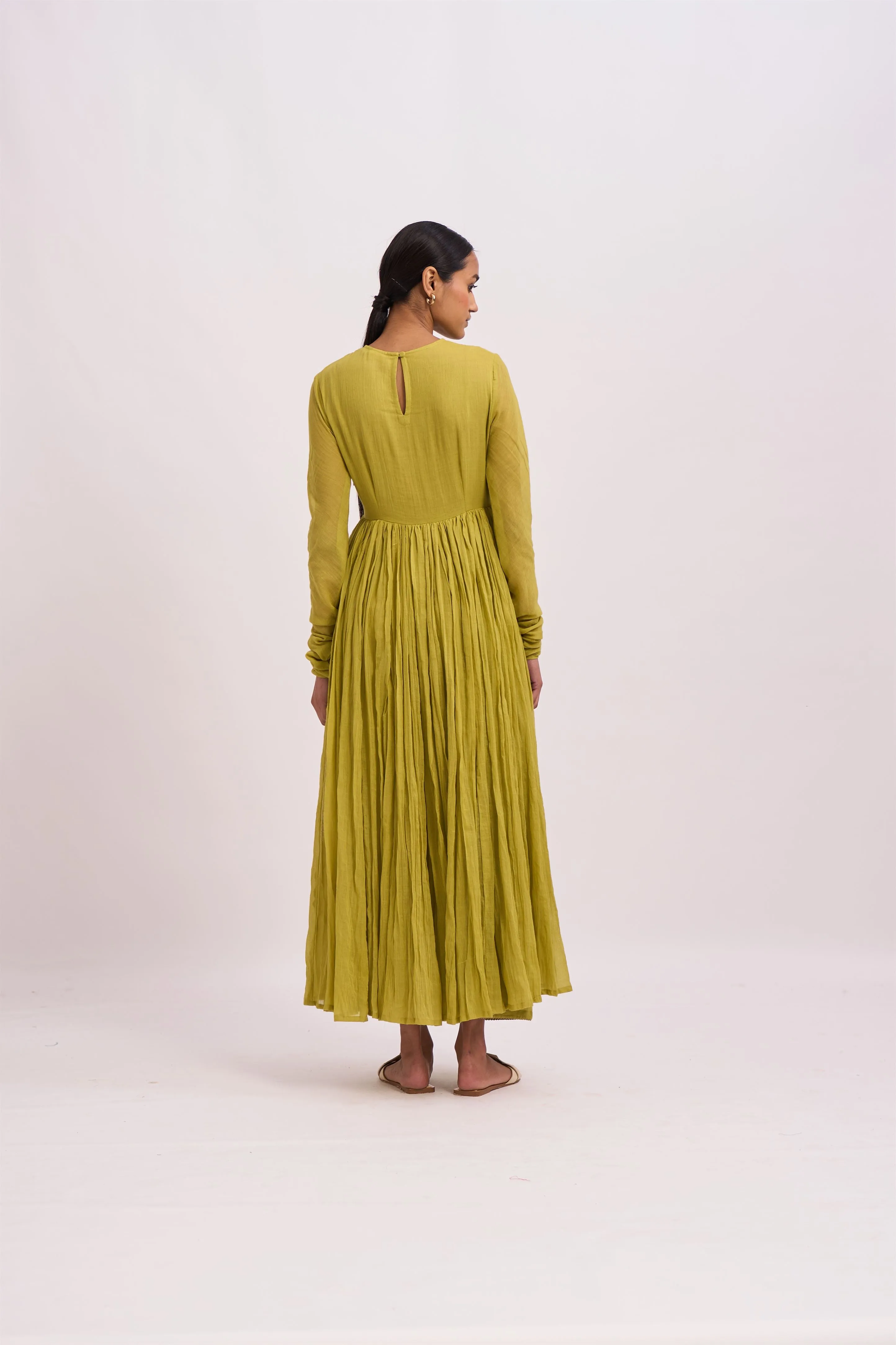 Dot   I   Ghoomar Anarkali Nizwa - Set  Cotton Gauze Anarkali with Cotton Pants  Fresh Green  SS24-G-2