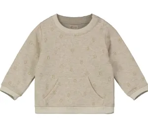 Ettie & H “Mawgan” Cotton Sweatshirt with Front Pouch in Oatmeal Owls Pattern : Sizes NB to 18/24M