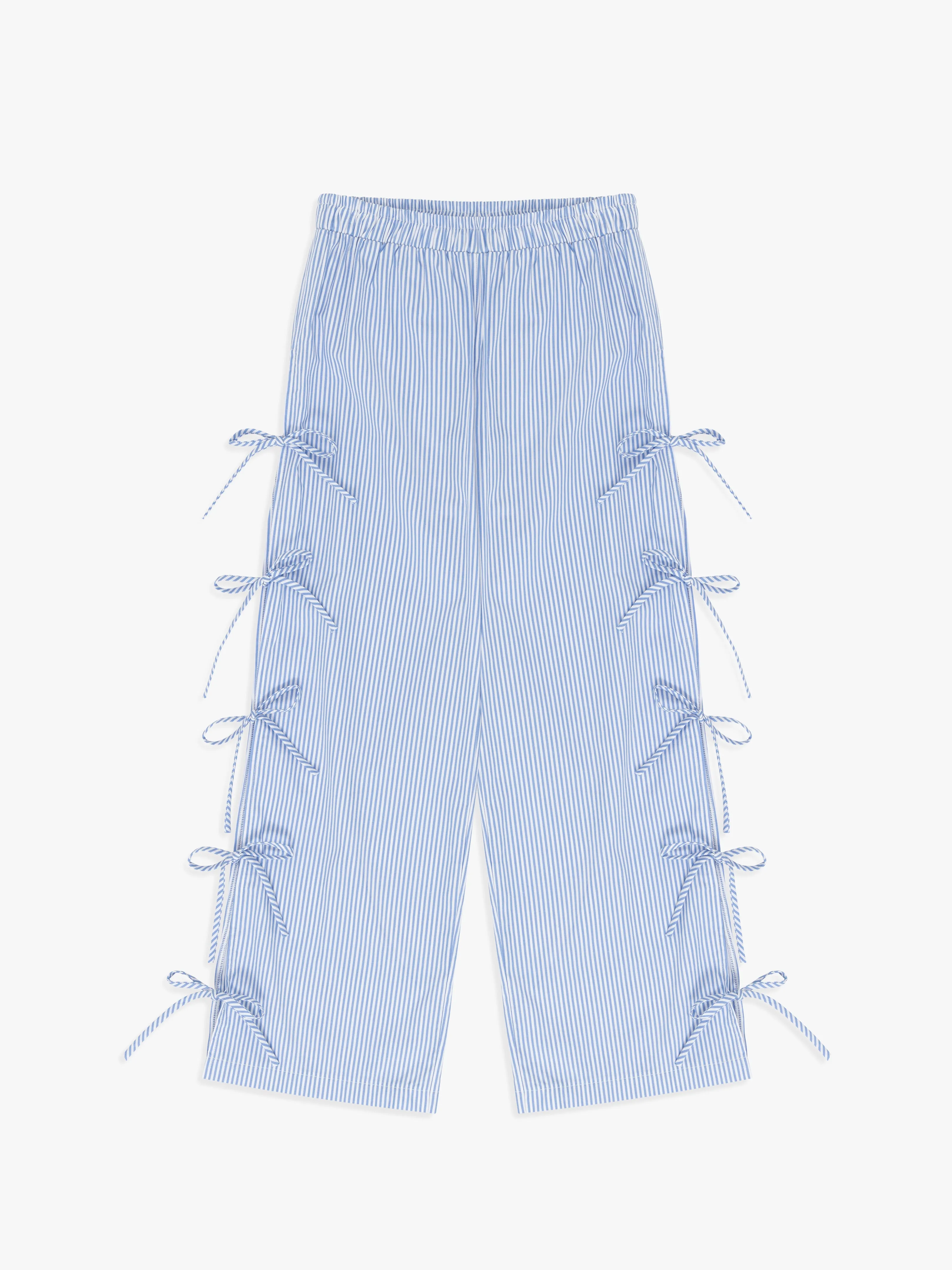 Evelyn Tie Pant - Blue Stripe