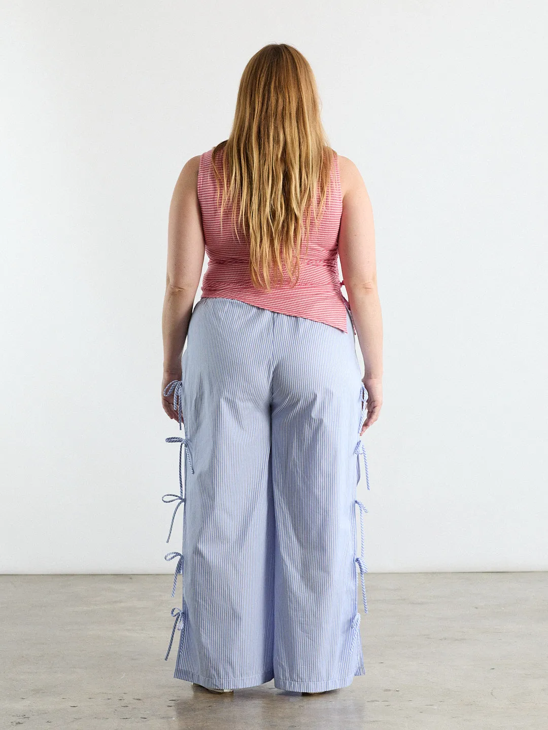 Evelyn Tie Pant - Blue Stripe