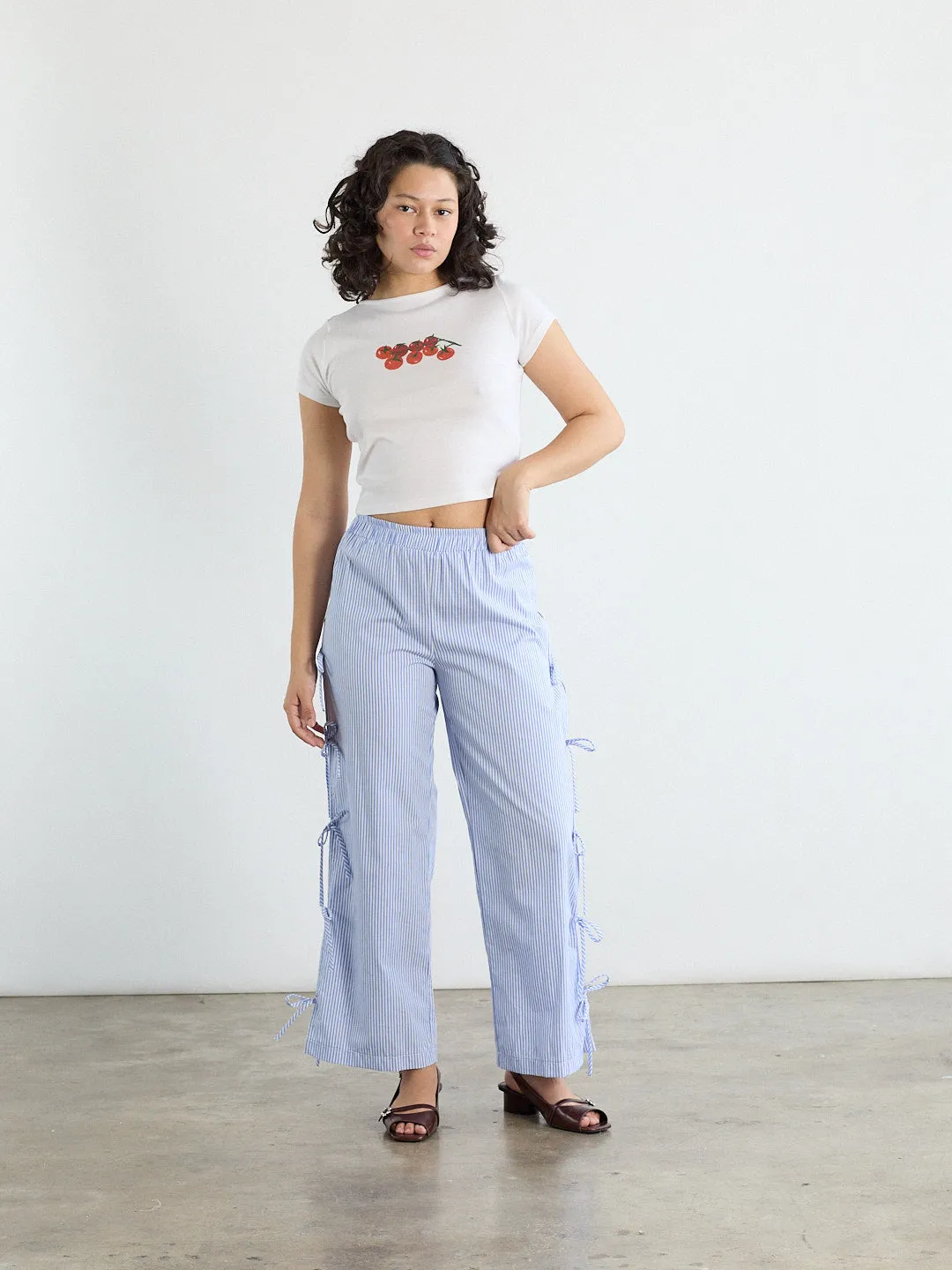Evelyn Tie Pant - Blue Stripe