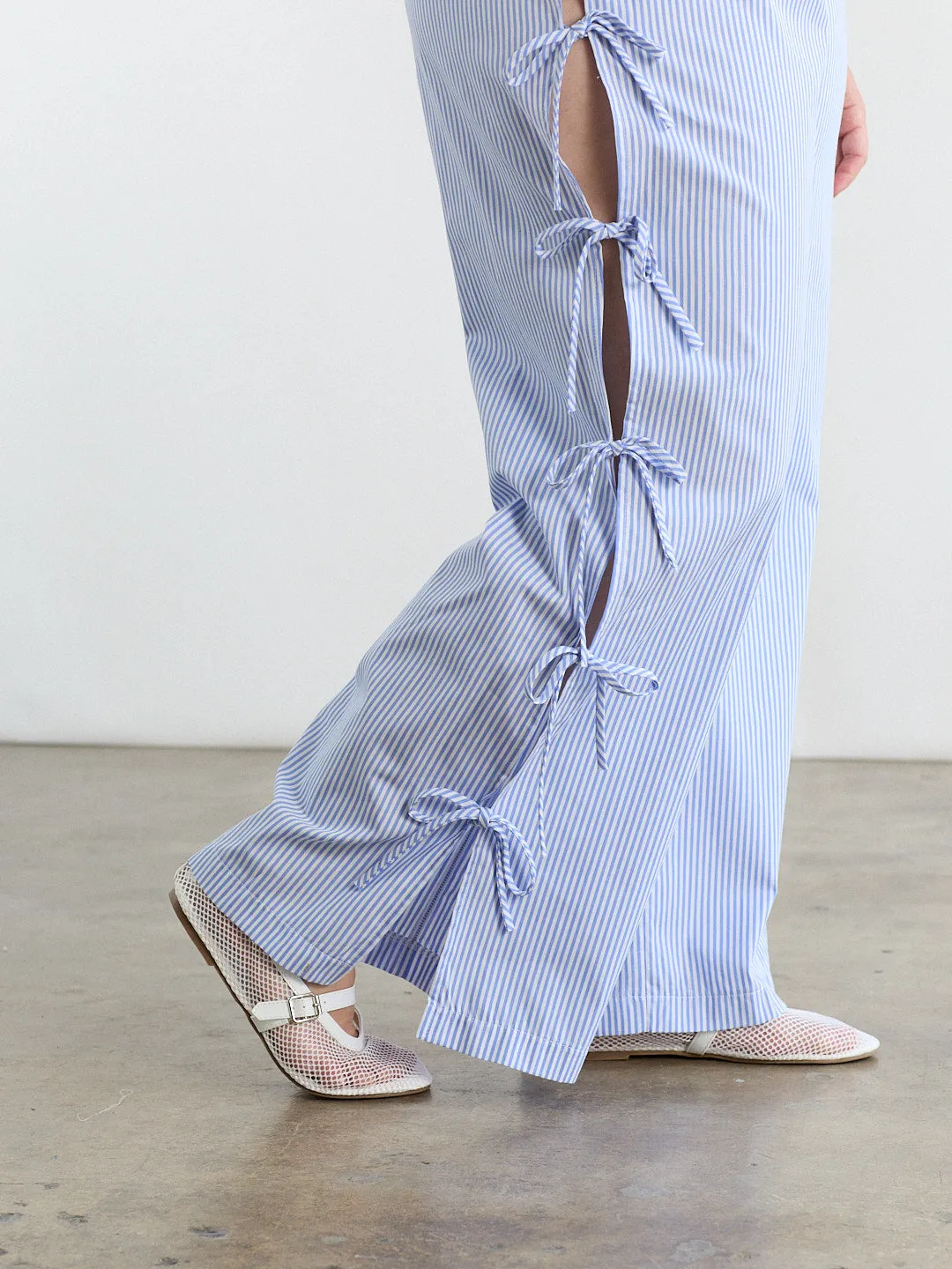 Evelyn Tie Pant - Blue Stripe