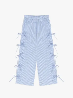 Evelyn Tie Pant - Blue Stripe
