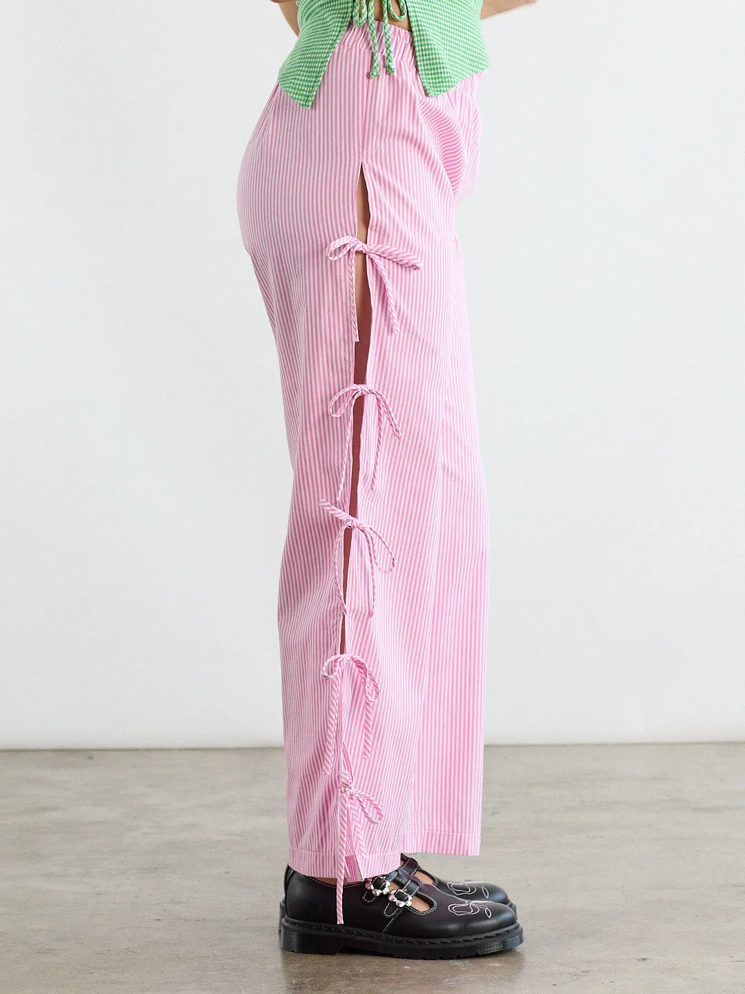 Evelyn Tie Pant - Pink Stripe