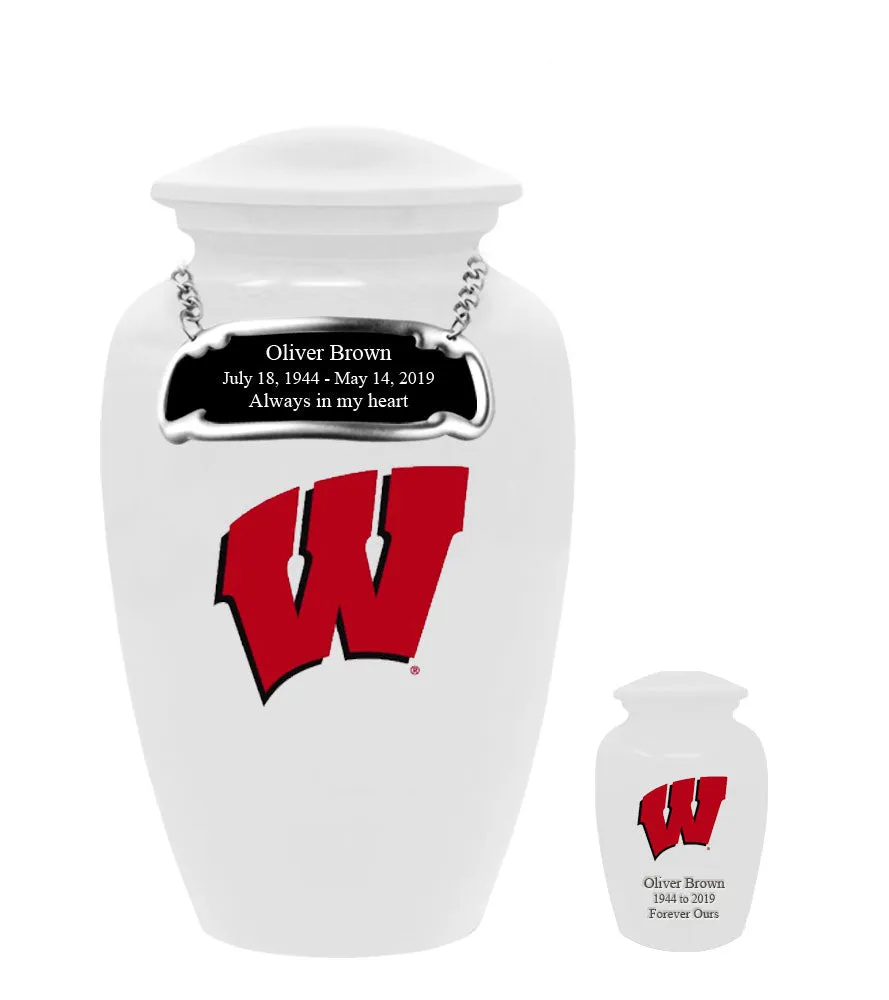 Fan Series - University of Wisconsin Badgers White Memorial Cremation Urn - IUWIS100