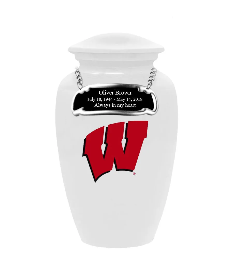 Fan Series - University of Wisconsin Badgers White Memorial Cremation Urn - IUWIS100