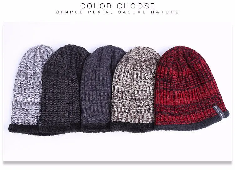 Fashion Warm Winter Knitted Beanie Hat For Men -  Blue, Dark Gray,Khaki, Light Gray, Red