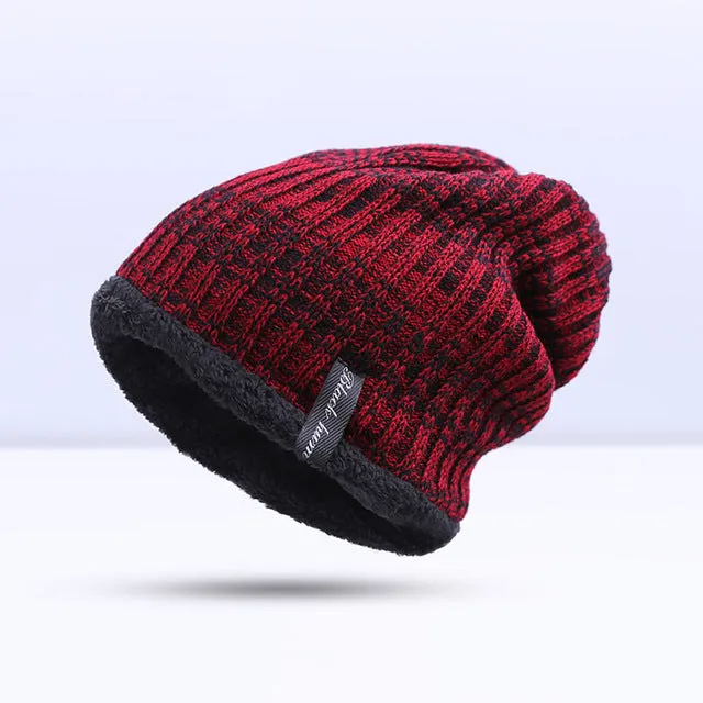 Fashion Warm Winter Knitted Beanie Hat For Men -  Blue, Dark Gray,Khaki, Light Gray, Red